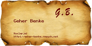Geher Benke névjegykártya